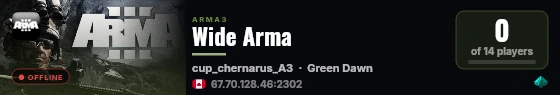 Wide Arma live status badge