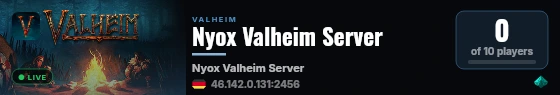 Nyox Valheim Server live status badge