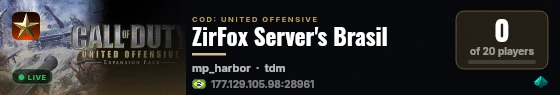 ZirFox Server's Brasil live status badge