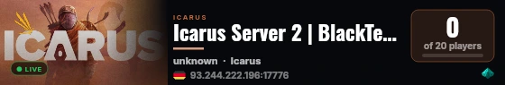 Icarus Server 2 | BlackTec.biz live status badge