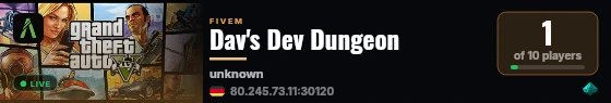 Dav's Dev Dungeon live status badge