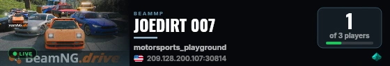 JOEDIRT 007 live status badge