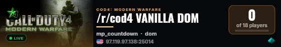 /r/cod4 VANILLA DOM live status badge