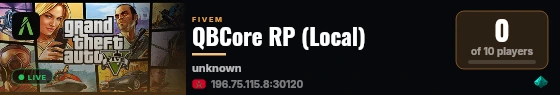 QBCore RP (Local) live status badge