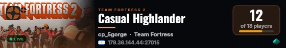 Casual Highlander live status badge