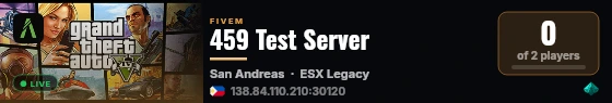 459 Test Server live status badge