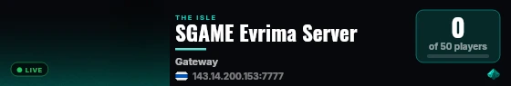 SGAME Evrima Server live status badge