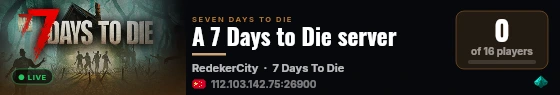 A 7 Days to Die server live status badge