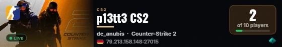 p13tt3 CS2 live status badge