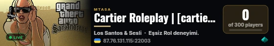 Cartier Roleplay | [cartier-rp.com] | Türkçe Sesli | Hard Roleplay live status badge