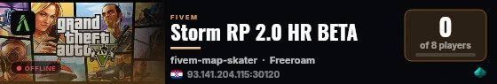 Storm RP 2.0 HR BETA live status badge