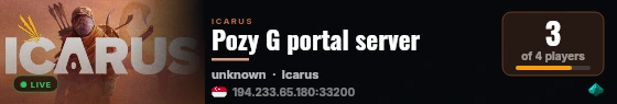 Pozy G portal server live status badge