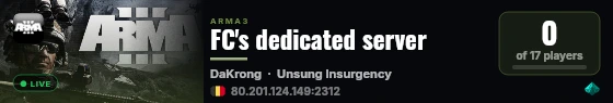 FC's dedicated server live status badge