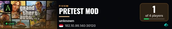 PRETEST MOD live status badge