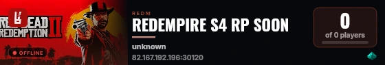 REDEMPIRE S4 RP SOON live status badge