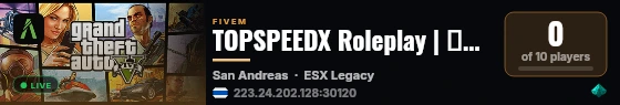TOPSPEEDX Roleplay | อยู่ระหว่างการพัฒนา live status badge