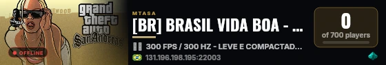 [BR] BRASIL VIDA BOA - ROLEPLAY, FIVEM, BVB, EMPREGO, FAVELA, TRAFICO, POLICIA, REAL, TRABALHO live status badge