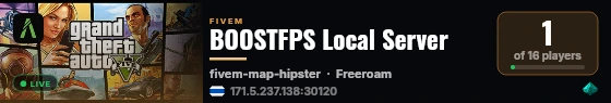 BOOSTFPS Local Server live status badge