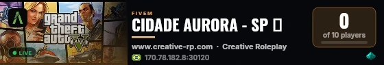 CIDADE AURORA - SP 🌴 live status badge