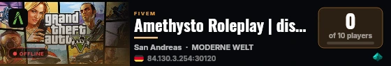 Amethysto Roleplay | discord.gg/comming live status badge