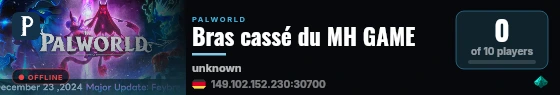 Bras cassé du MH GAME live status badge