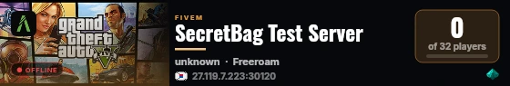 SecretBag Test Server live status badge
