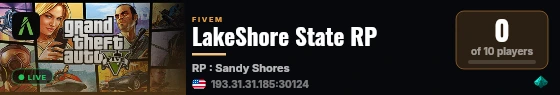 LakeShore State RP live status badge