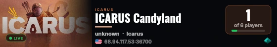 ICARUS Candyland live status badge