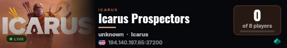 Icarus Prospectors live status badge