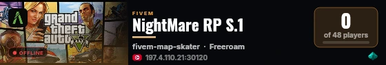 NightMare RP S.1 live status badge