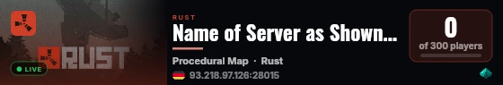 Name of Server as Shown on the Client Server List live status badge