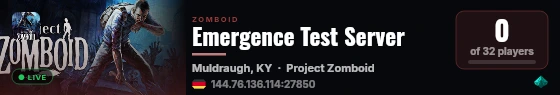 Emergence Test Server live status badge