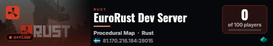 EuroRust Dev Server live status badge