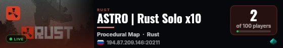 ASTRO | Rust Solo x10 live status badge