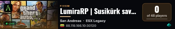 LumiraRP | Susikūrk savo istorija live status badge