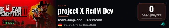 project X RedM Dev live status badge