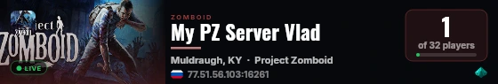 My PZ Server Vlad live status badge