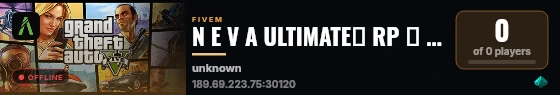 N E V A ULTIMATE・ RP ・ Otimizado ・ Equipe Atenciosa ・ discord.gg/neva-fivem live status badge