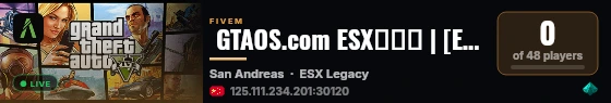  GTAOS.com ESX服务端 | [ESX Legacy] live status badge