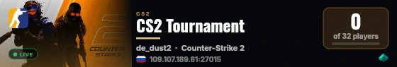 CS2 Tournament live status badge