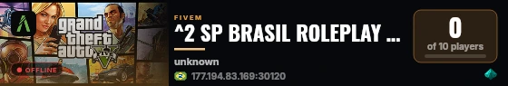^2 SP BRASIL ROLEPLAY - São Paulo  ^7 | ✅ Base Completa e Inovadora ✅ | 🎮 https://discord.gg/KhabJJkDRq live status badge