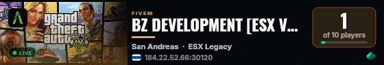 BZ DEVELOPMENT [ESX VERSION] | ESX Legacy Server live status badge