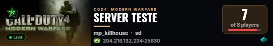 SERVER TESTE live status badge