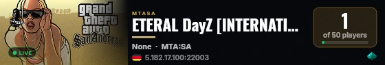 ETERAL DayZ [INTERNATIONAL] PVP, Bases, VIP, Classic, Zombies live status badge