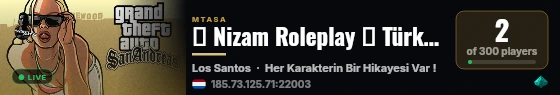 ⚙ Nizam Roleplay ❯ Türkçe Sesli/Yazılı Medium Roleplay #BETA ❮ live status badge