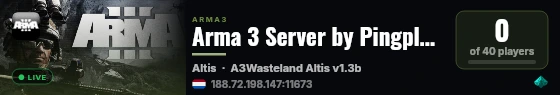 Arma 3 Server by Pingplayers live status badge