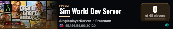 Sim World Dev Server live status badge