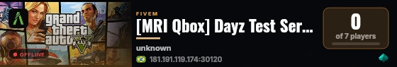 [MRI Qbox] Dayz Test Server live status badge