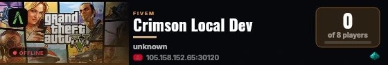 Crimson Local Dev live status badge