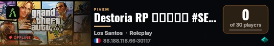 Destoria RP ▬▬▬↭🡺 #SERVEUR↭FUN 🡸↭▬▬▬ 💙 live status badge